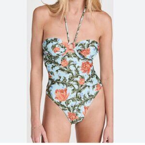 Agua by Agua Bendita Sandalo Peonia Atardecer Halter One-Piece Swimsuit sz S